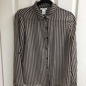 Dizzy Lizzy Nude & Blk Button Up Collar Blouse